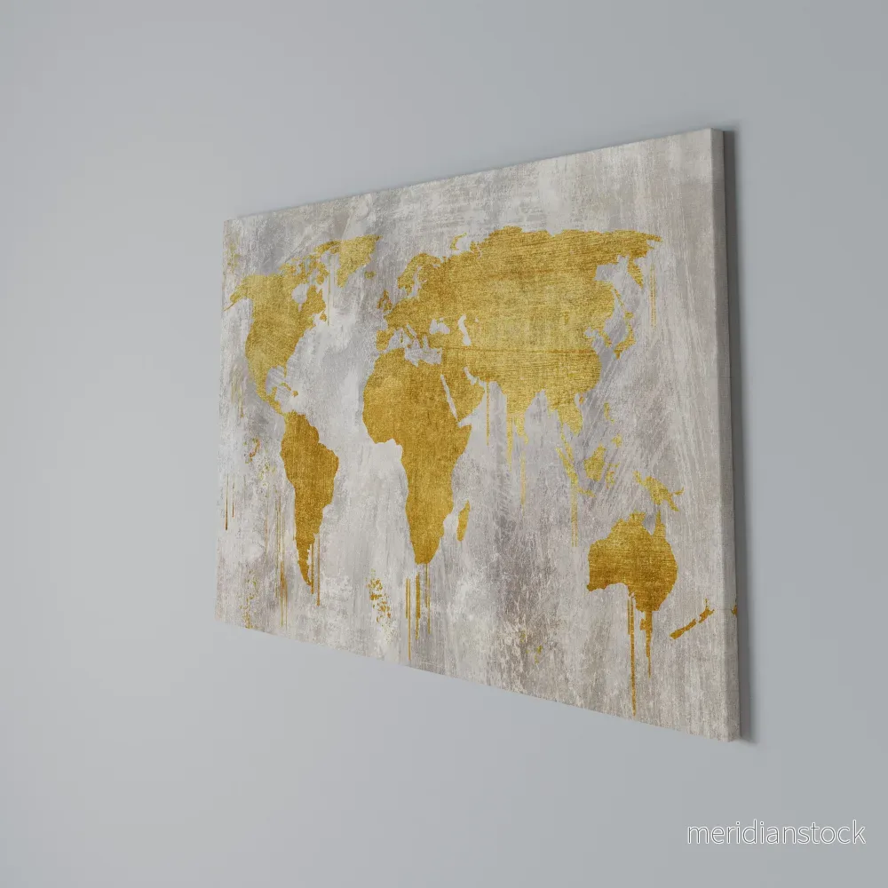 METALLIC WORLDVIEW MAP Horizontal Canvas Print - Bild 3
