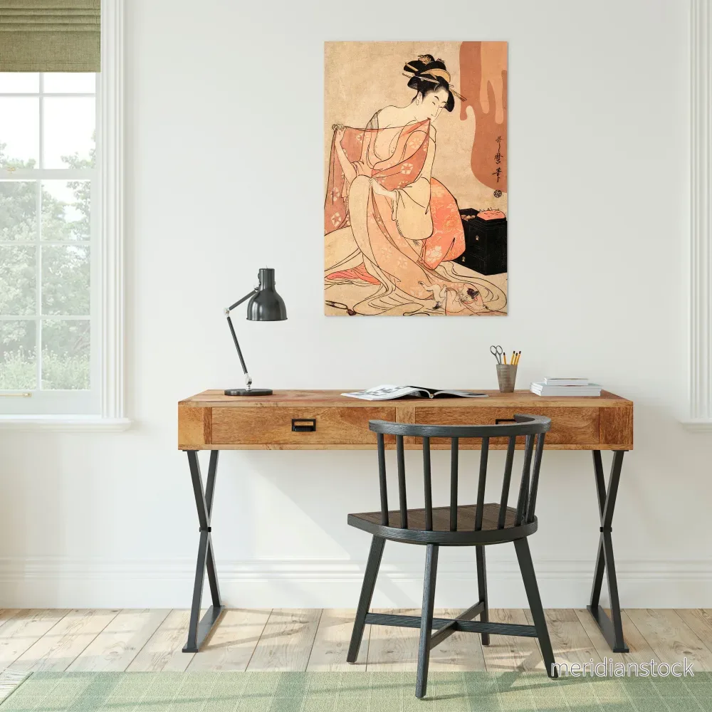 WOMAN, CAT AND EXTRA BROWN Vertical Canvas Print - Bild 2