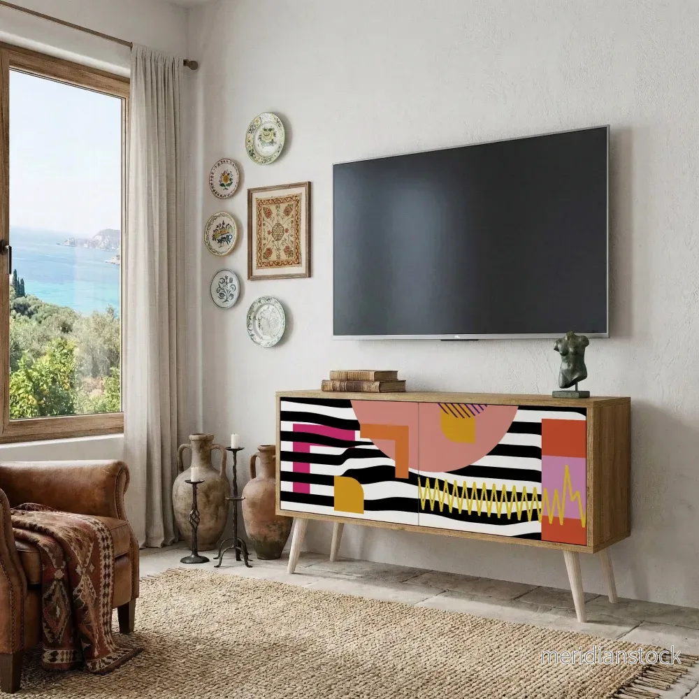 CHROMATIC ABSTRACT Kompakt TV-bänk med 2 dörrar - Bild 3