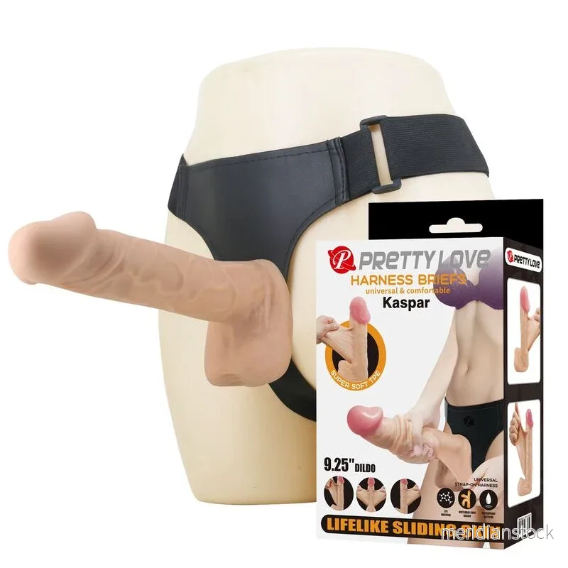 PRETTY LOVE - KASPAR HARNESS WITH FLEXIBLE DILDO 21 CM Ø 5 CM NATURAL