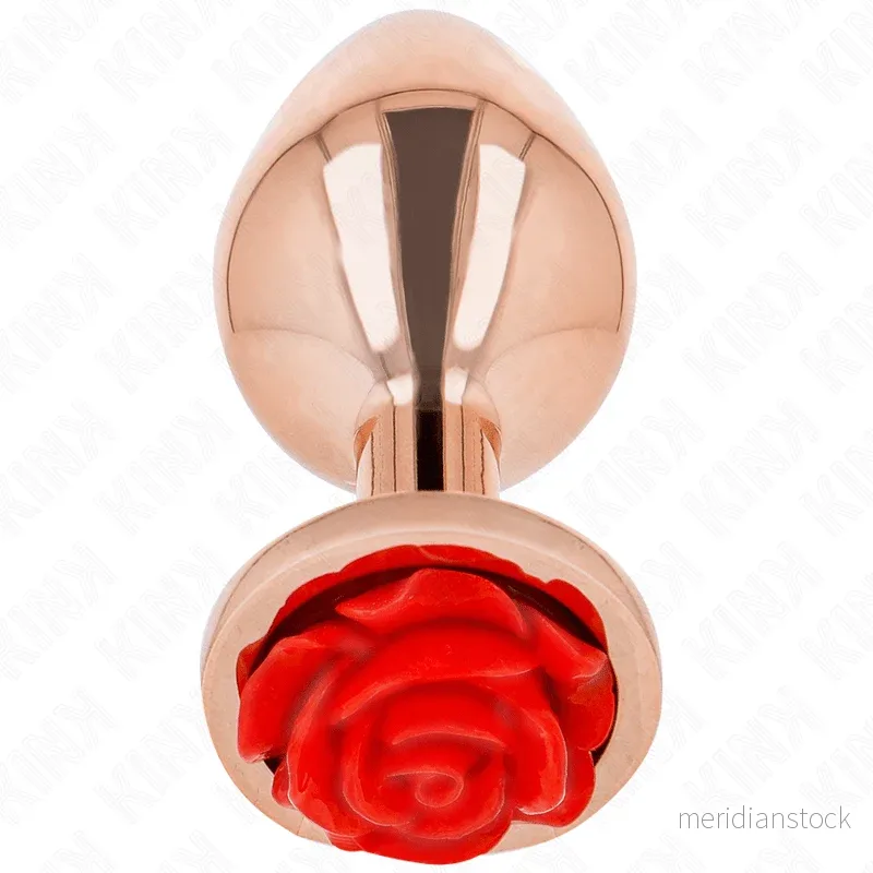 KINK - PINK GOLD ANAL PLUG WITH RED ROSE M - Bild 3