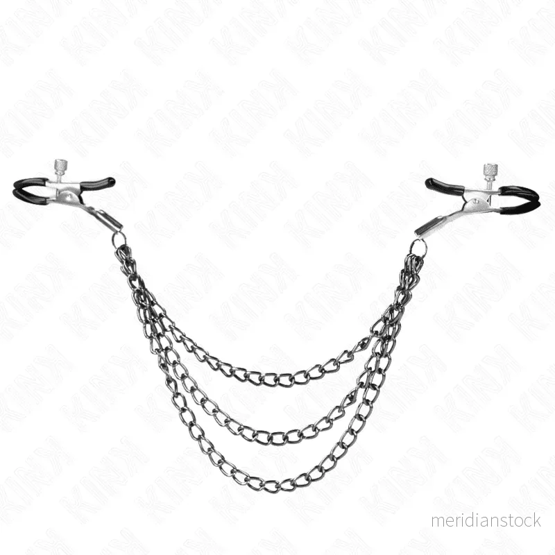 KINK - NIPPLE CLAMPS WITH 3 CHAINS BLACK 20/23/28 CM