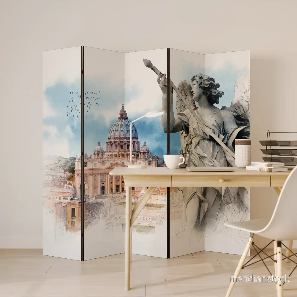MYSTICAL CITYSCAPE RELIC Dekorativ rumsavdelare – 5 paneler - Bild 3
