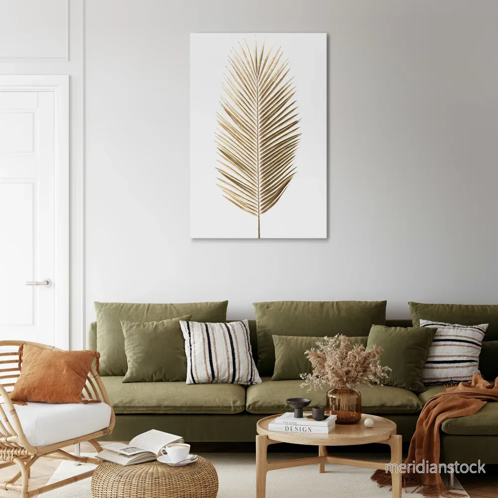 GOLDEN PALM ELEGANCE Vertical Canvas Print - Bild 2