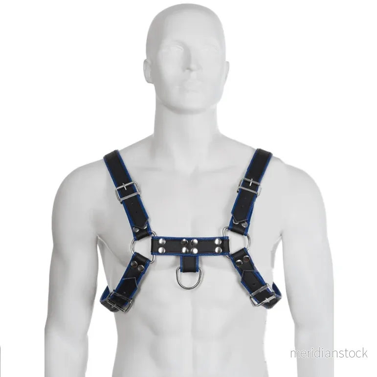 LEATHER BODY - BLUE AND BLACK LEATHER HARNESS CHEST BULLDOG - Bild 2