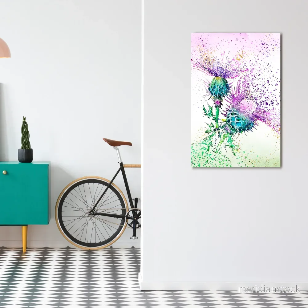 COLORFUL THISTLE DANCE Vertical Canvas Print