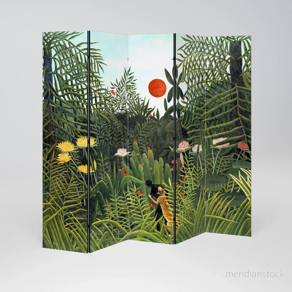VIRGIN FOREST WITH SUNSET Dekorativ rumsavdelare – 5 paneler