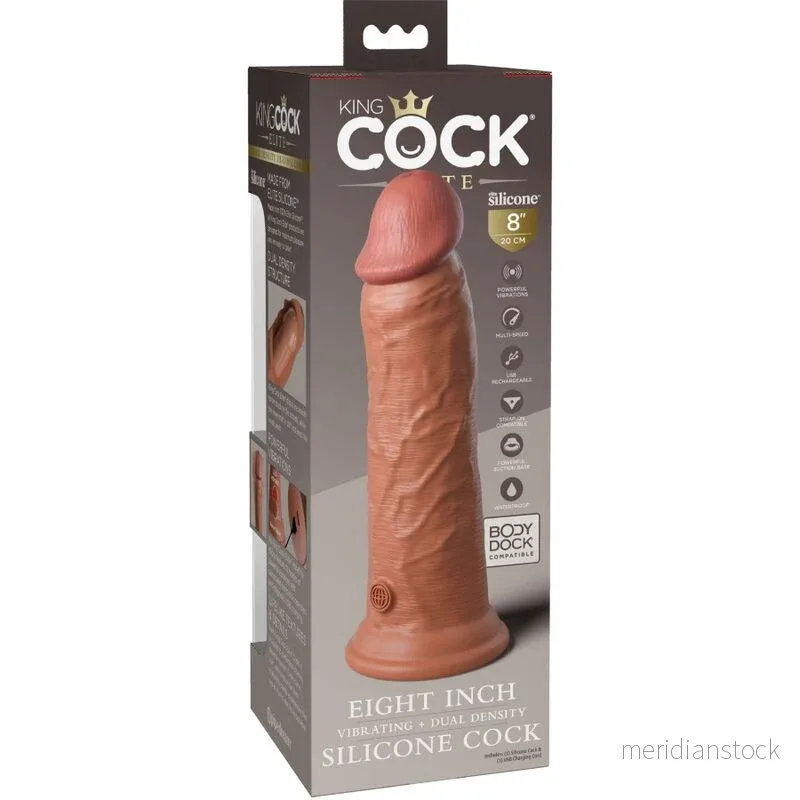 KING COCK - ELITE REALISTIC DILDO VIBRATING & SILICONE 20.3 CM CARAMEL - Bild 3
