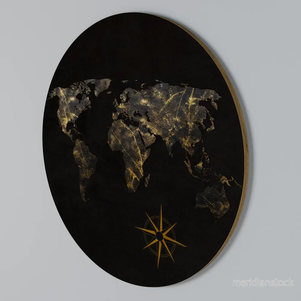 GOLDEN GEOGRAPHY Rund väggdekor