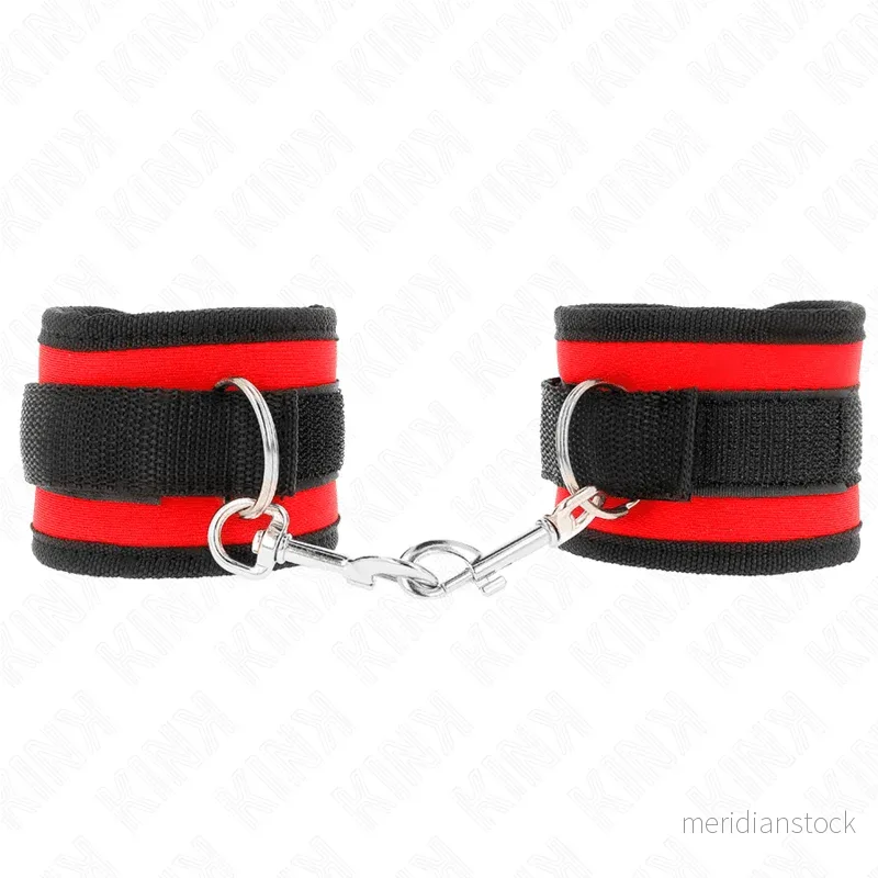KINK - NYLON BIND HOOK&LOOP WRIST RESTRAINTS RED-BLACK MODEL 2 ADJUSTABLE 18-35 CM X 6 CM - Bild 2