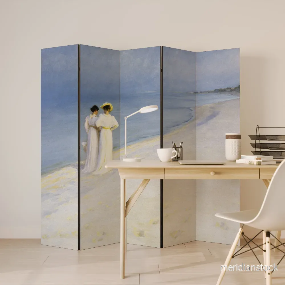 SUMMER EVENING ON SKAGEN'S BEACH Dekorativ rumsavdelare – 5 paneler - Bild 3