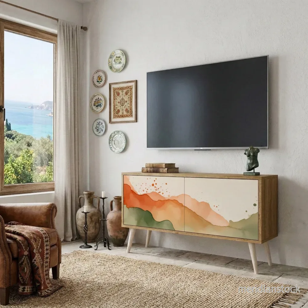 WATERCOLOUR PEAKS Kompakt TV-bänk med 2 dörrar - Bild 3