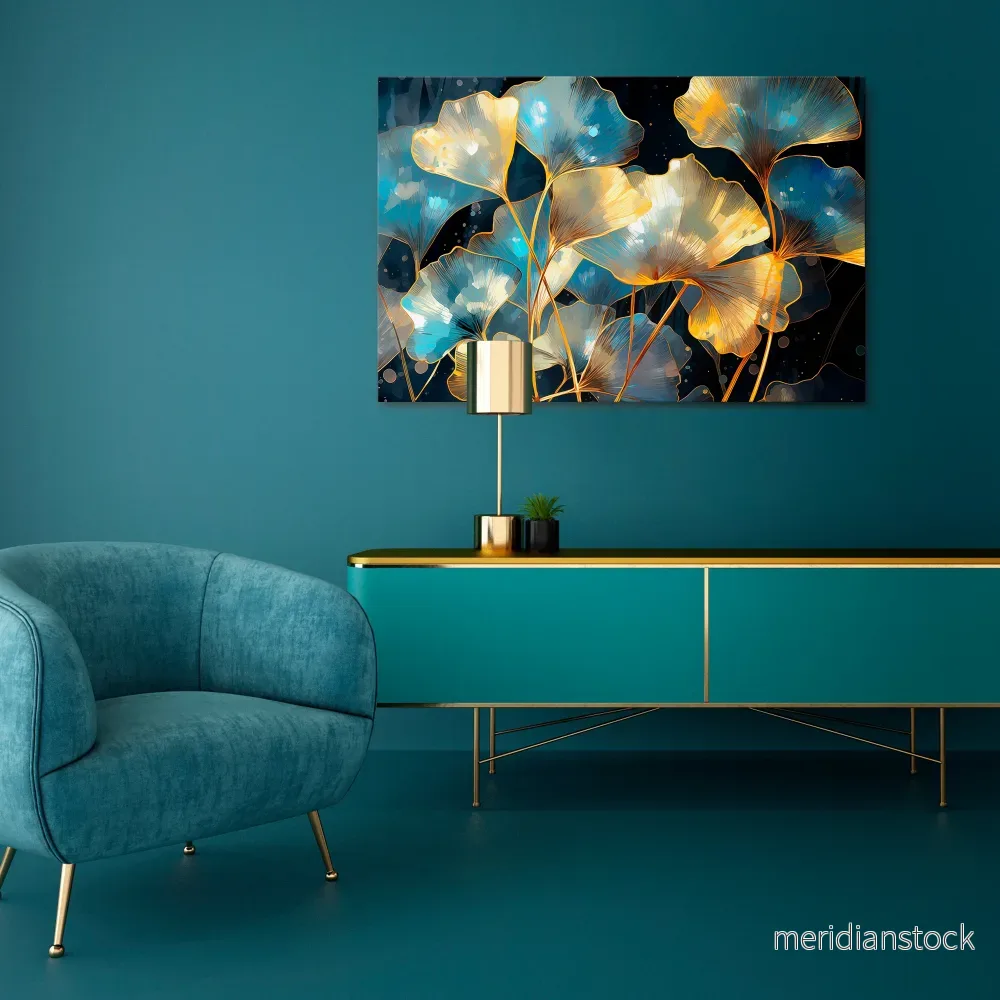 GLIMMERING GINKGO DREAMS Horizontal Canvas Print - Bild 2