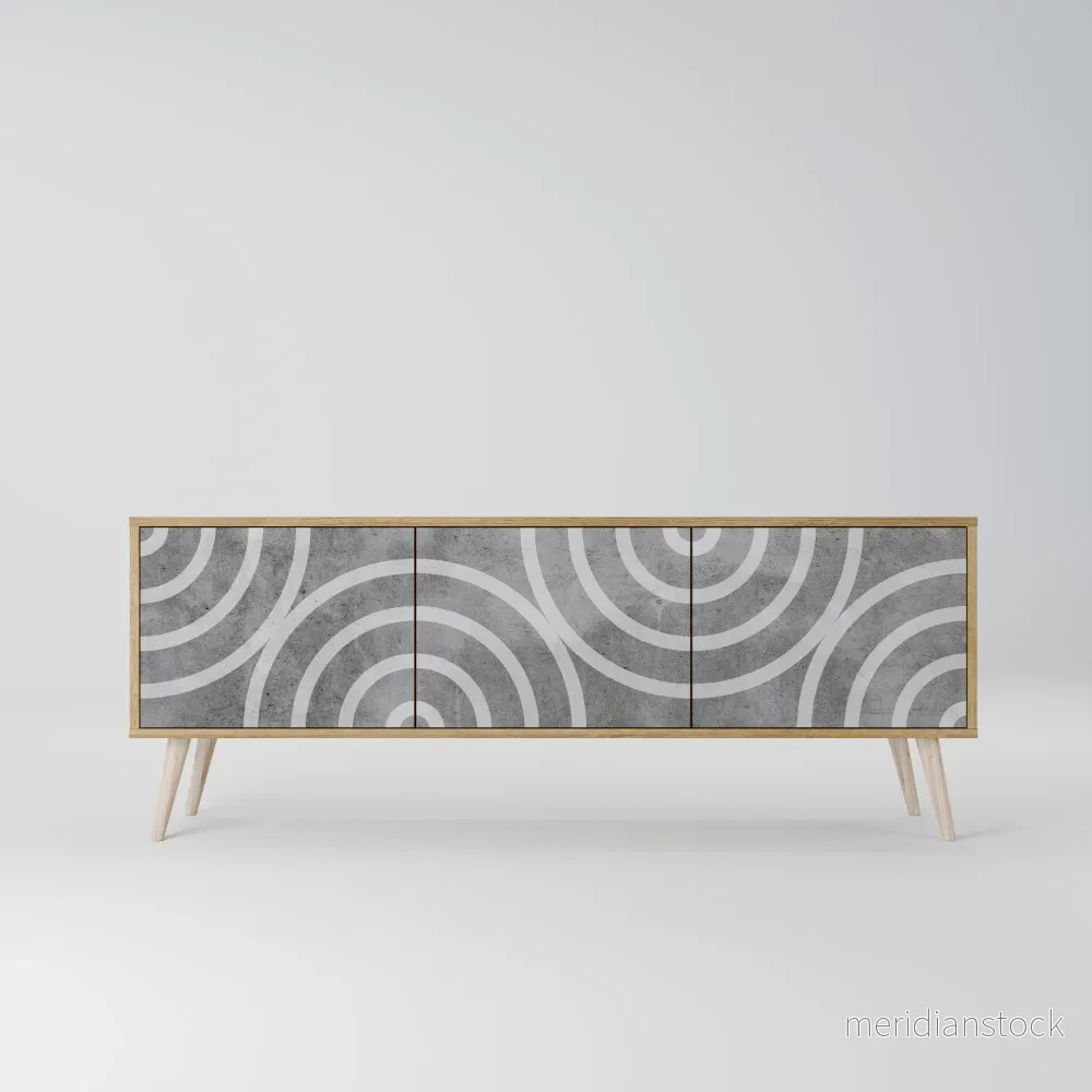 CIRCLE CONCRETE TV-bänk med 3 dörrar - Bild 2