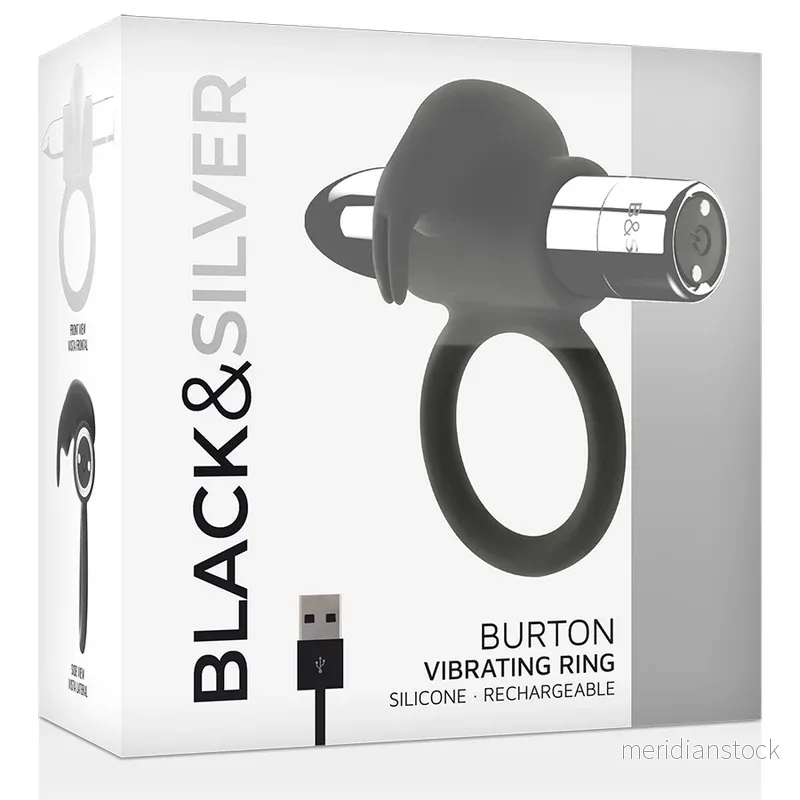 BLACK&SILVER - BURTON RECHARGEABLE RING 10 VIBRATION MODES - Bild 3