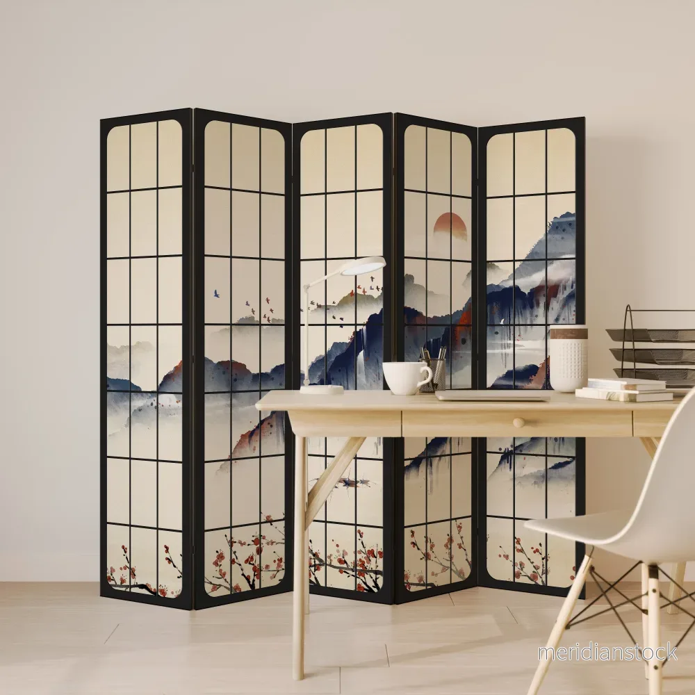 JAPANESE LANDSCAPE Dekorativ rumsavdelare – 5 paneler - Bild 3