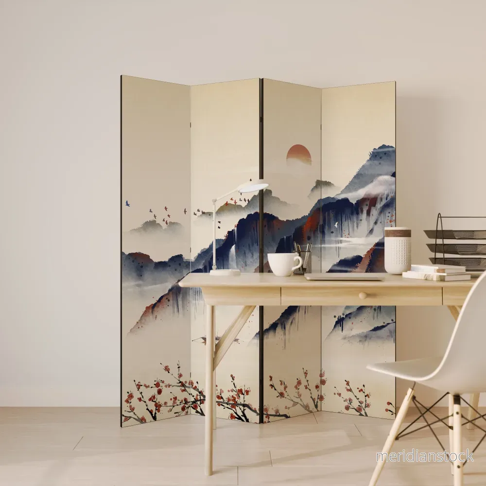 ORIENTAL LANDSCAPE Rumsavdelare 4 paneler - Bild 3