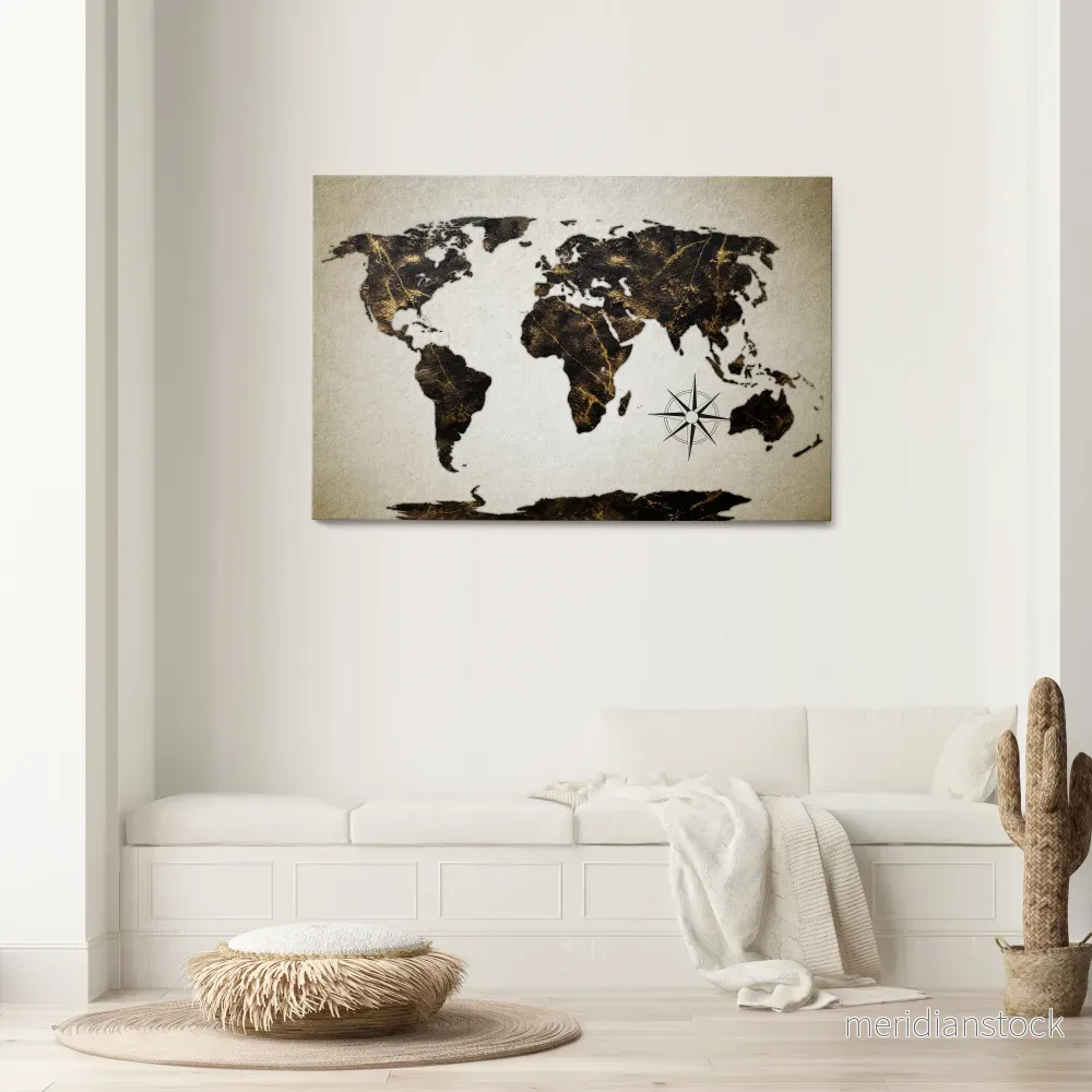 GOLDEN LINES GLOBE Horizontal Canvas Print - Bild 2