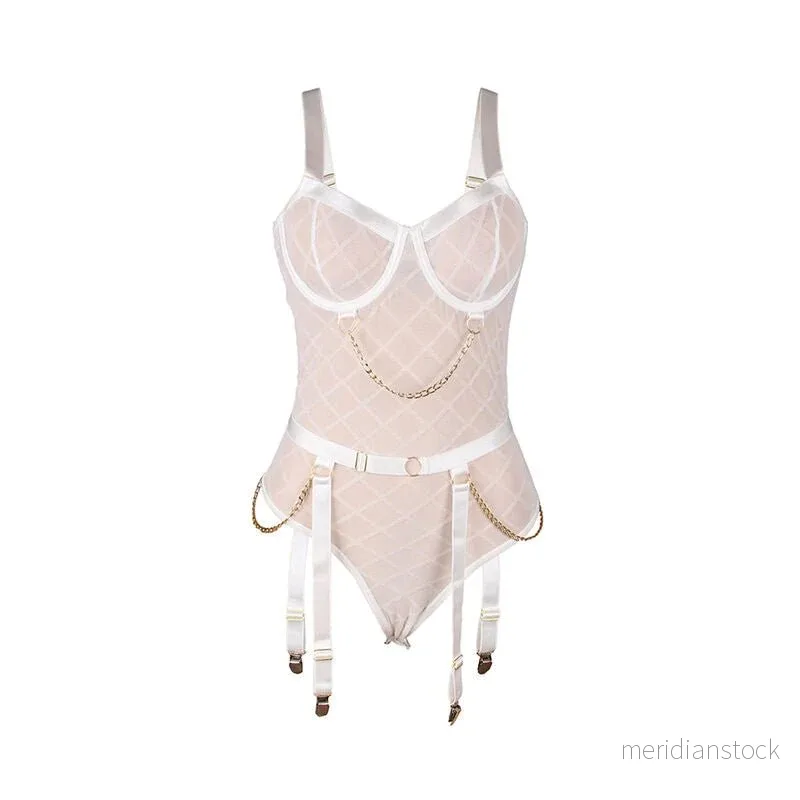 SUBBLIME - 954284 BODY WITH CHAINS + GARTER BELT WHITE S/M - Bild 3