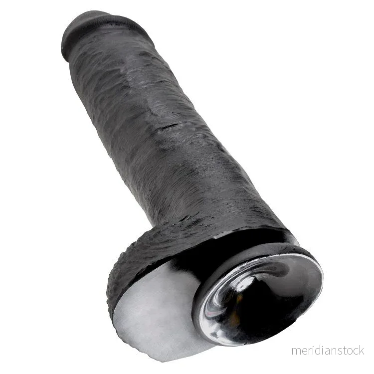 KING COCK - DILDO BLACK WITH BALLS 28 CM - Bild 3
