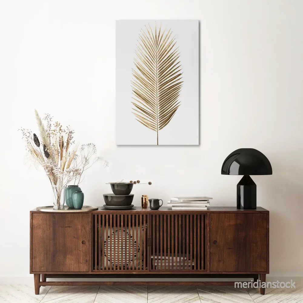 GOLDEN PALM ELEGANCE Vertical Canvas Print