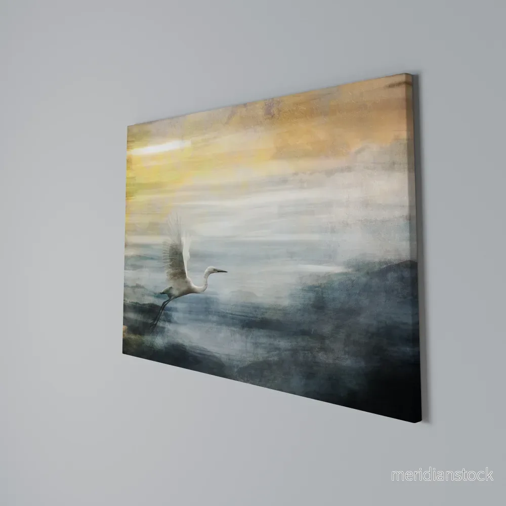 HERON IN FLY Horizontal Canvas Print - Bild 3