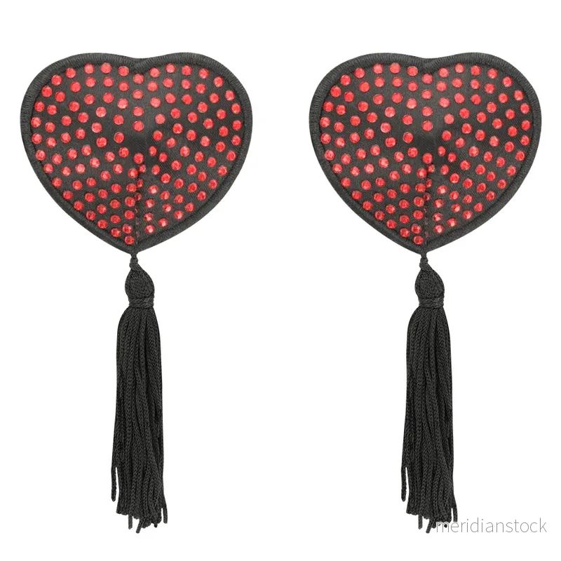 COQUETTE CHIC DESIRE - NIPPLE COVERS HEART BLACK / RED - Bild 3
