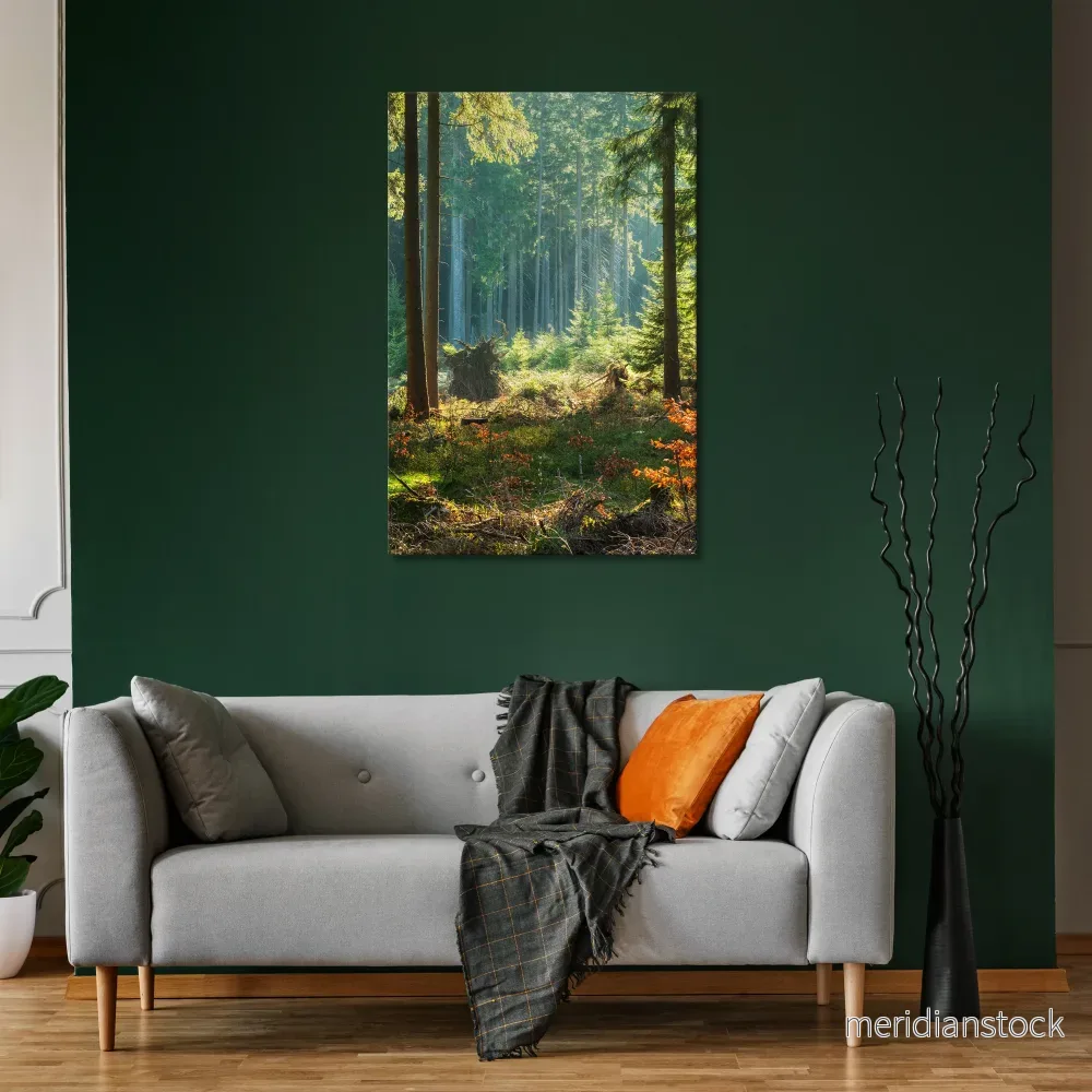 SUNLIT FOREST SERENADE Vertical Canvas Print