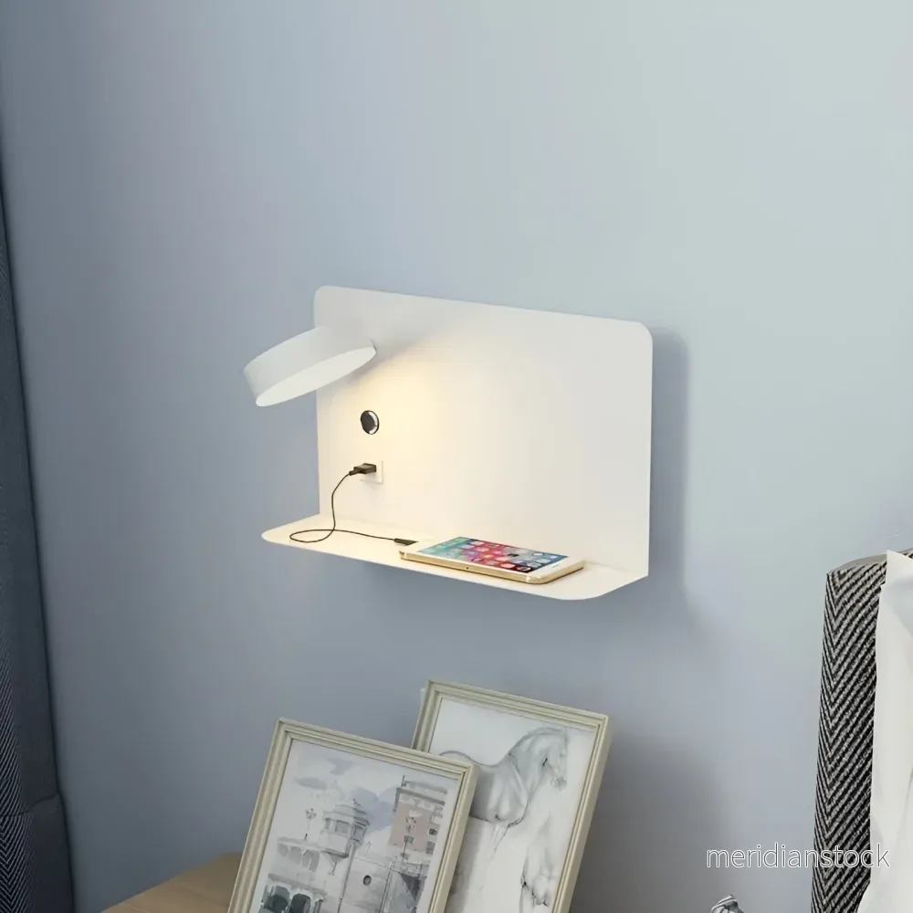 LED-vägglampa med USB-laddare och strömbrytare - GlowPort - Bild 3