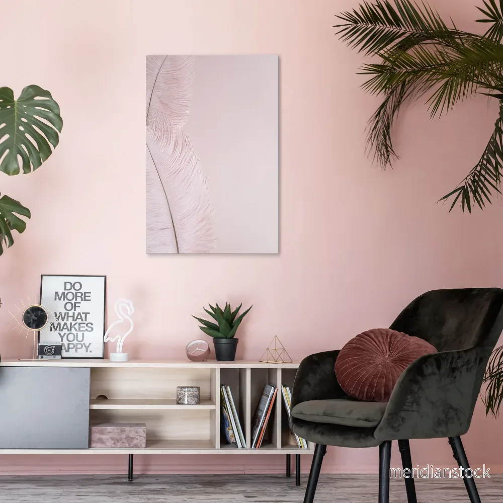 WHISPERING PINK FEATHERS Vertical Canvas Print - Bild 2