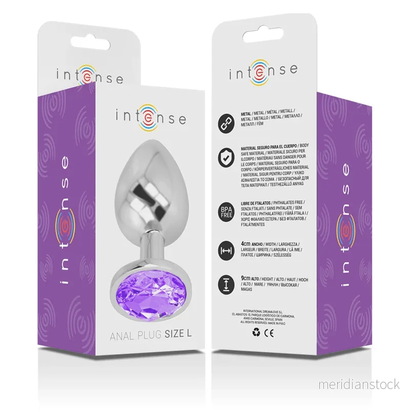 INTENSE - ALUMINUM METAL ANAL PLUG WITH VIOLET CRYSTAL SIZE L - Bild 2