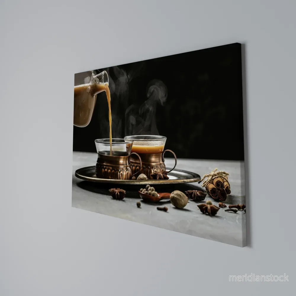 STEAMING SIPS OF SERENITY Horizontal Canvas Print - Bild 3