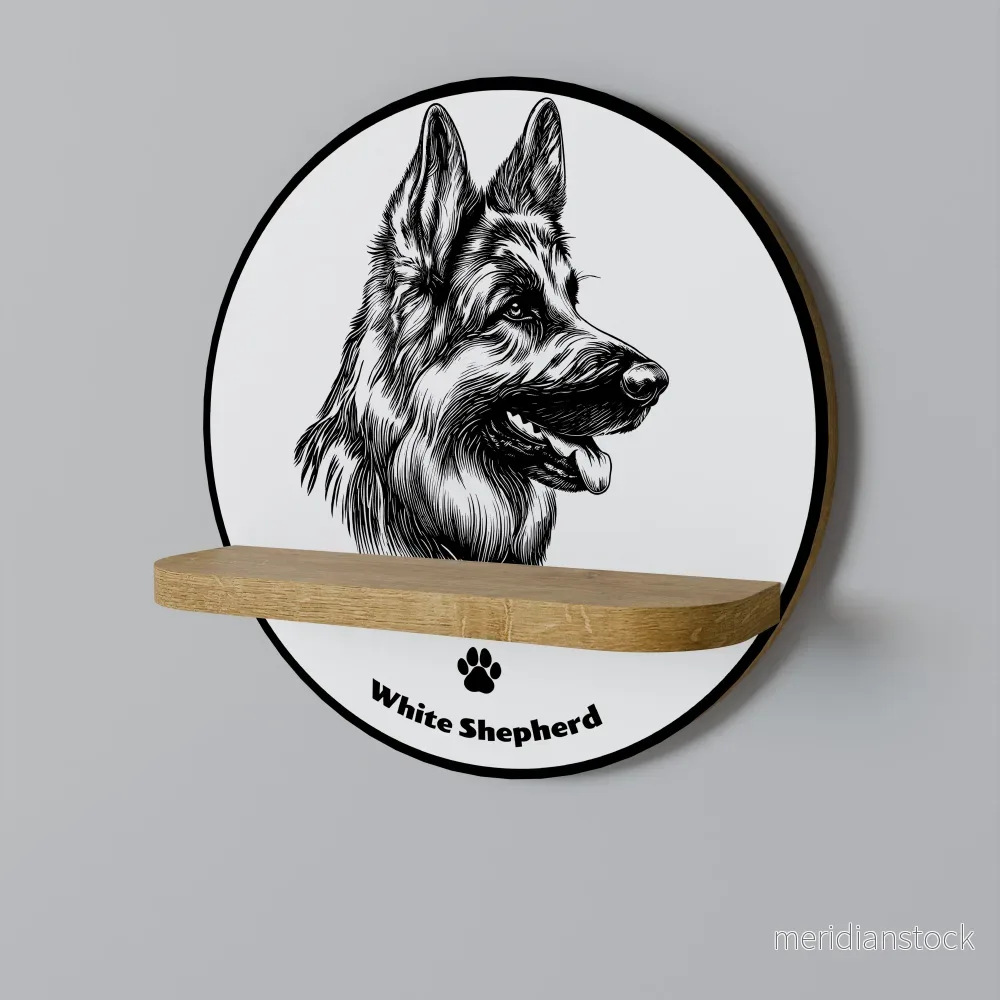WHITE SHEPHERD DOG Dekorationshylla
