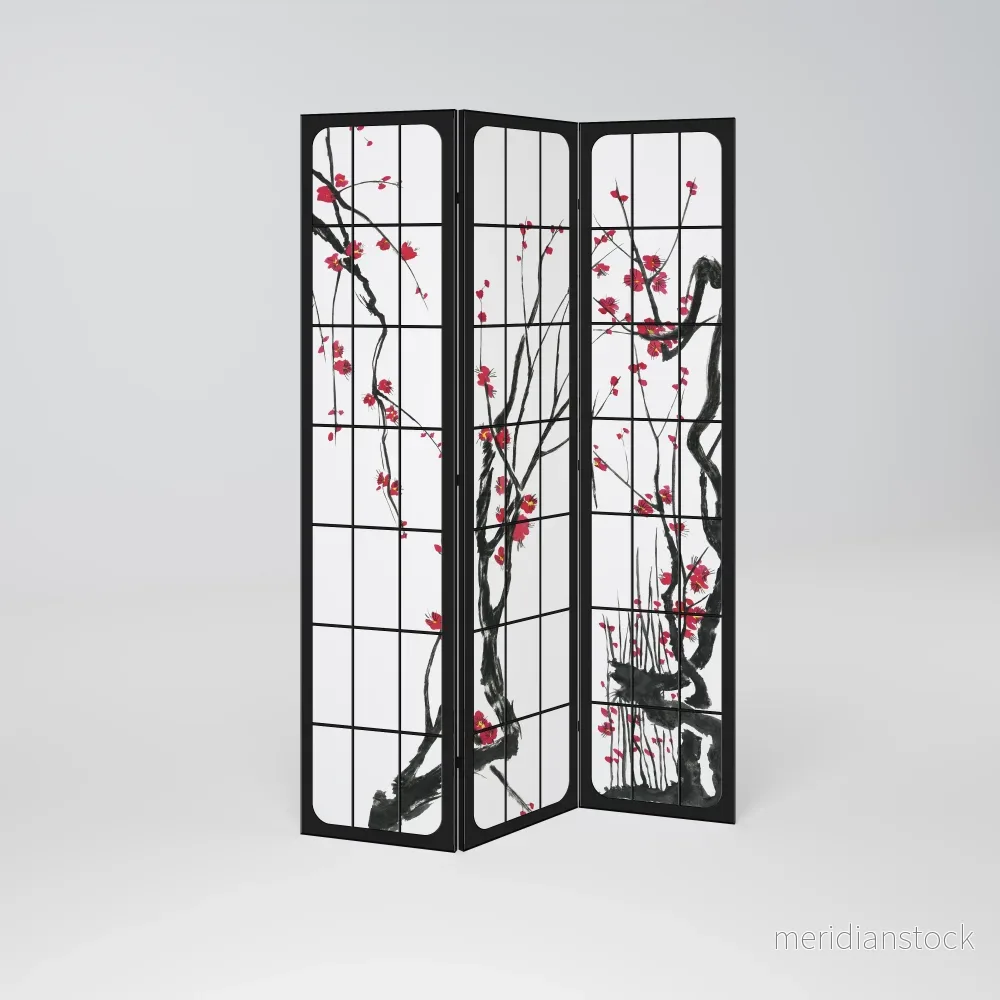 JAPANESE BLOSSOMS Dekorativ rumsavdelare – 3 paneler