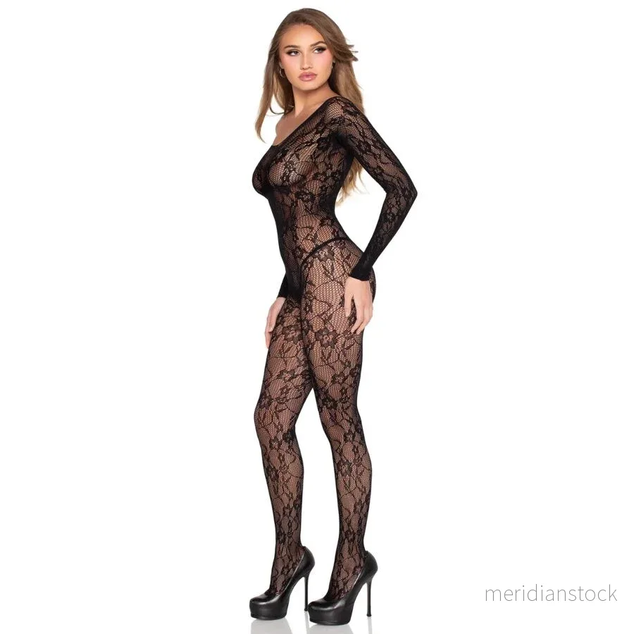 LEG AVENUE - 89366 LACE LINGERIE BODYSTOCKING BLACK - ONE SIZE - Bild 3
