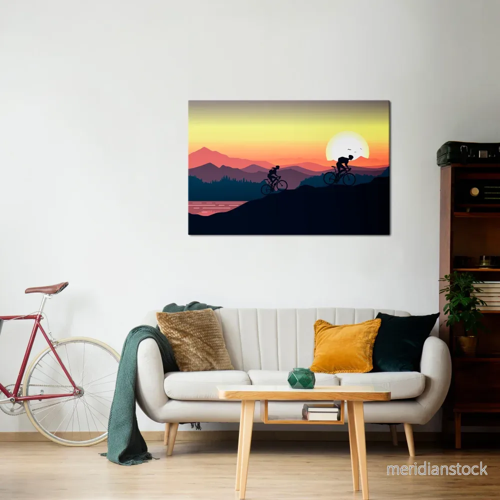 CYCLING HORIZON Horizontal Canvas Print