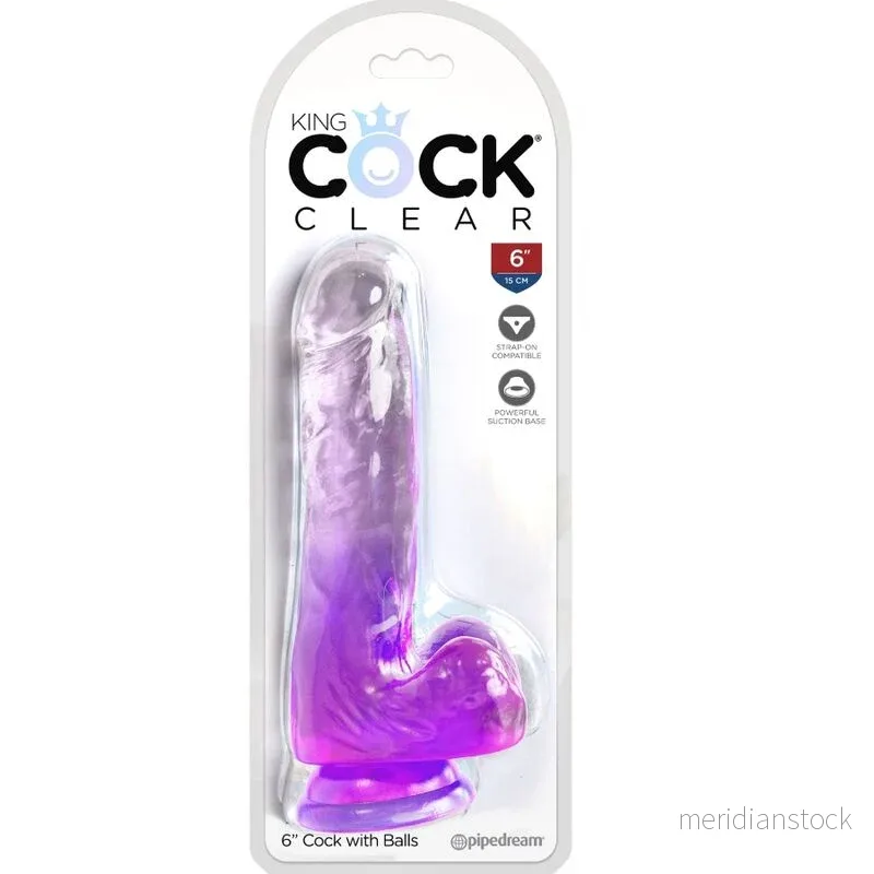 KING COCK - CLEAR REALISTIC PENIS WITH BALLS 13.5 CM PURPLE - Bild 2