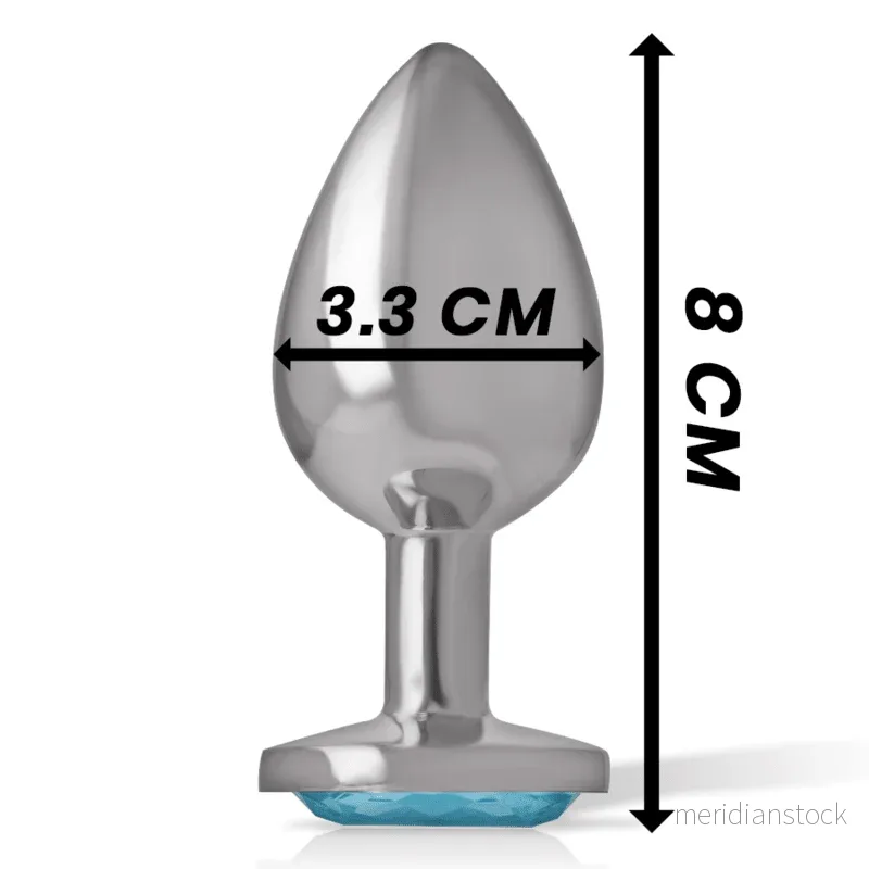 INTENSE - ALUMINUM METAL ANAL PLUG WITH BLUE GLASS SIZE M - Bild 3