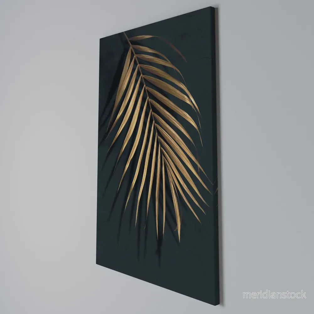 GOLDEN PALM WHISPERS Vertical Canvas Print - Bild 3