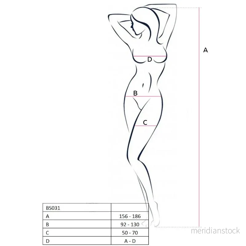 PASSION - WOMAN BS031 BODYSTOCKING BLACK ONE SIZE