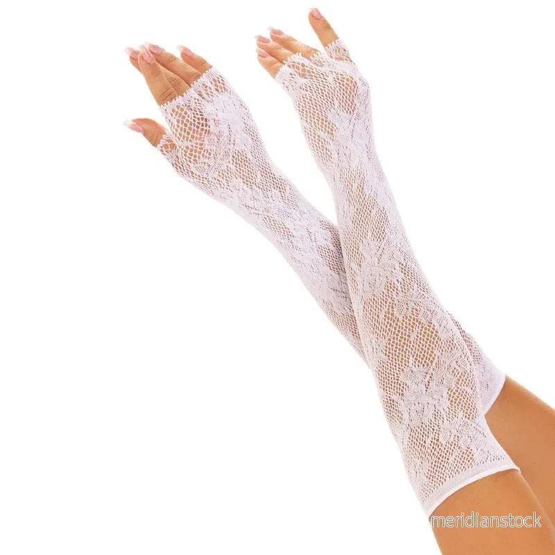 LEG AVENUE - FLORAL NETWORK FINGERLESS GLOVES BLACK - Bild 2