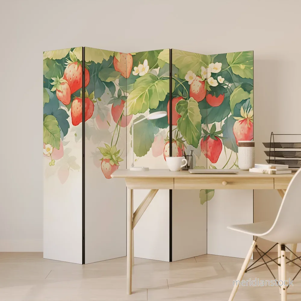 STRAWBERRY DREAMSCAPE Dekorativ rumsavdelare – 5 paneler - Bild 3