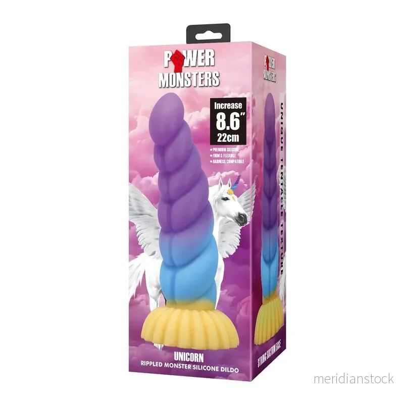 POWER MONSTERS - UNICORN TRICOLOR FANTASY SILICONE DILDO 22 CM Ø 5 CM - Bild 3