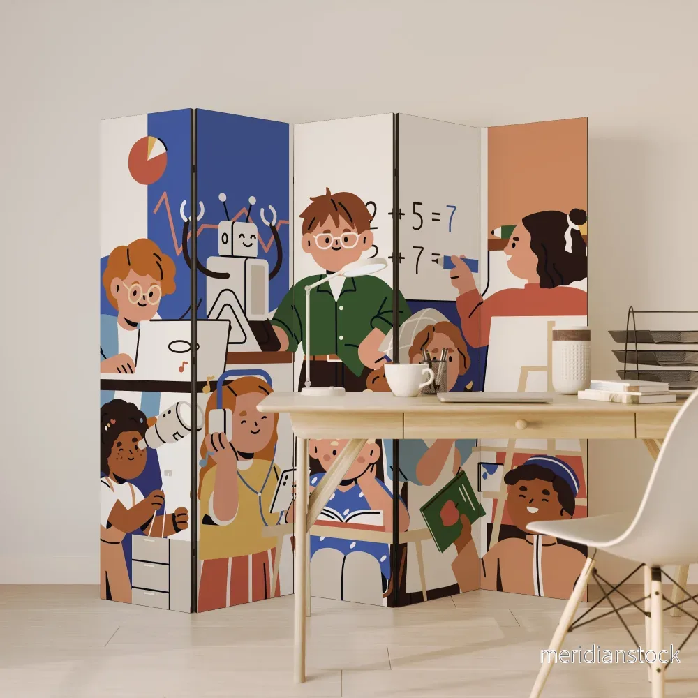 SCHOOL VIBE Dekorativ rumsavdelare – 5 paneler - Bild 3