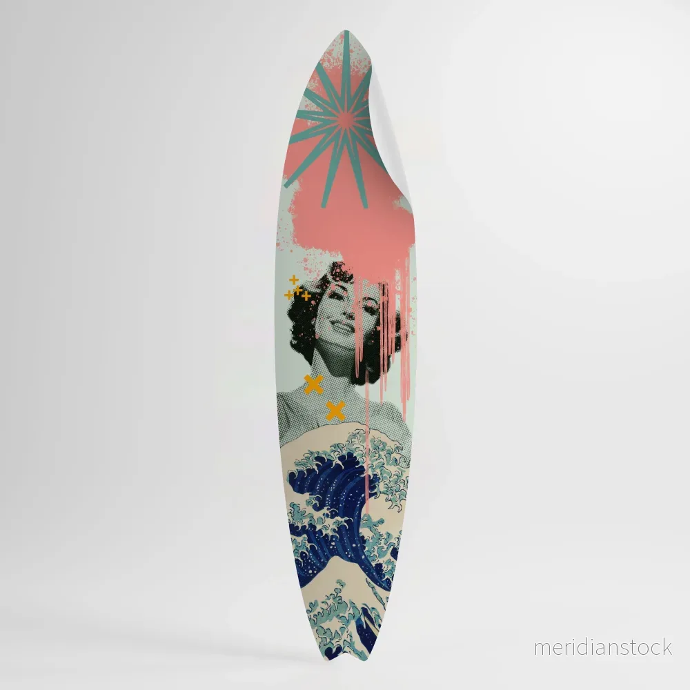 KANAGAWA BEAUTY Väggdekal surfbräda KANAGAWA BEAUTY Väggdekal surfbräda