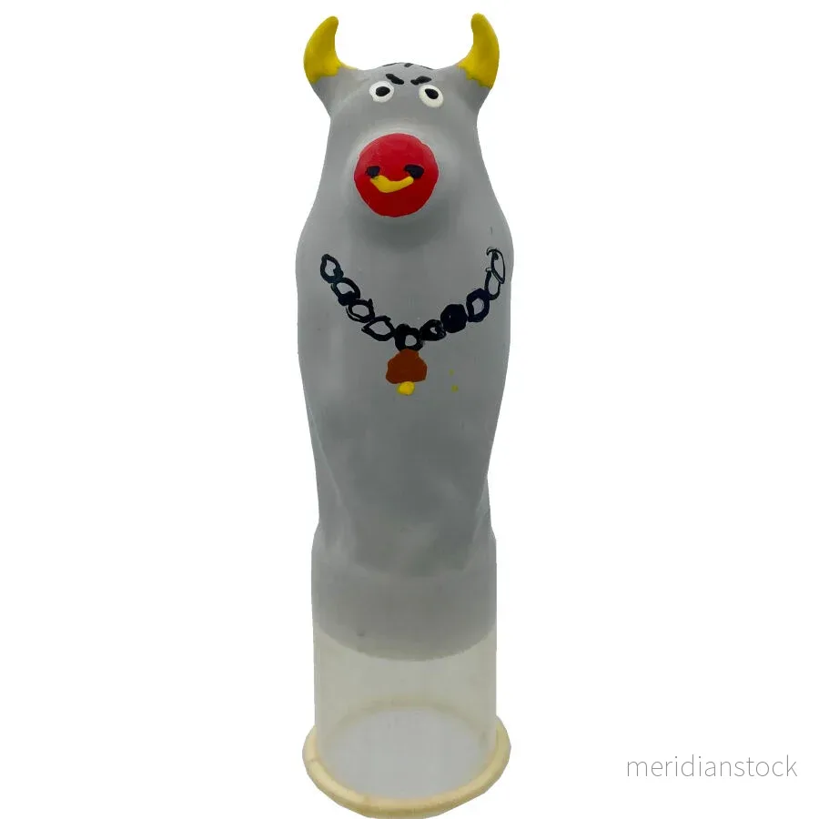 CONDOMERIE - HANDPAINTED NOVELTY CONDOMS GREY BULL MODEL XL - Bild 2