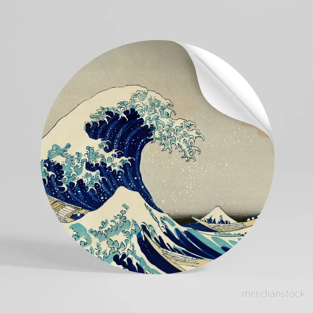 THE GREAT WAVE Rund väggdekal - Bild 2