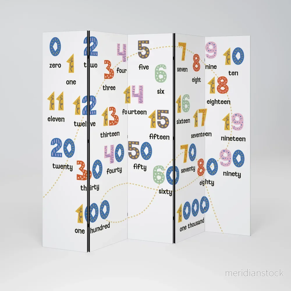 COUNTING LESSON Dekorativ rumsavdelare – 5 paneler