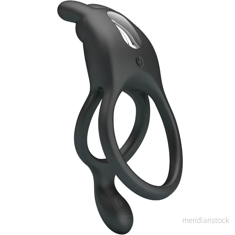 PRETTY LOVE - SETH DOUBLE VIBRATING RING RABBIT 7 VIBRATIONS BLACK - Bild 3