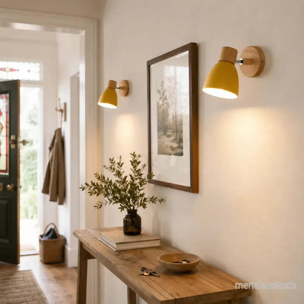 Vägglampa i trä – justerbar läslampa för sovrum i nordisk stil - Bild 2